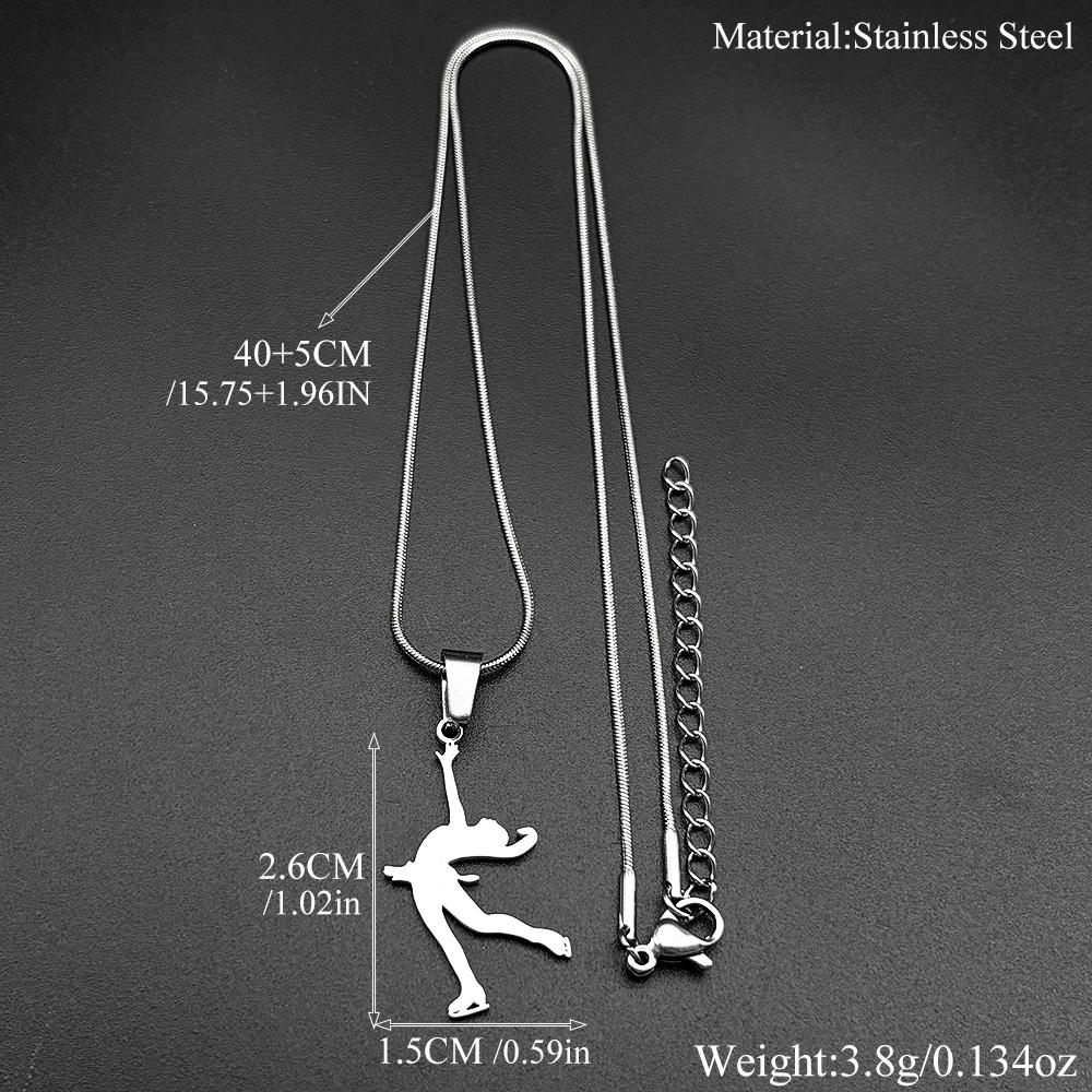 Figure Skating Artistic Chain For Women Men Stainless Steel Gold Color Ice Dance Girl Sports Necklace Fashion Jewelry Gifts