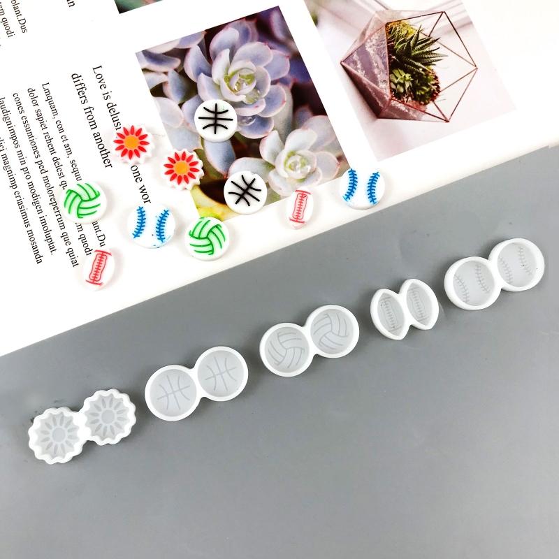 Rugby Baseball Sunflower Earring Silicone Mold Suitable for Epoxy Resin Diy Craft Pendant Stud Earrings Jewelry Making