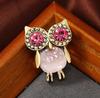 Fashionable and personalized alloy diamond studded owl animal brooch for both men women, popular chest accessories