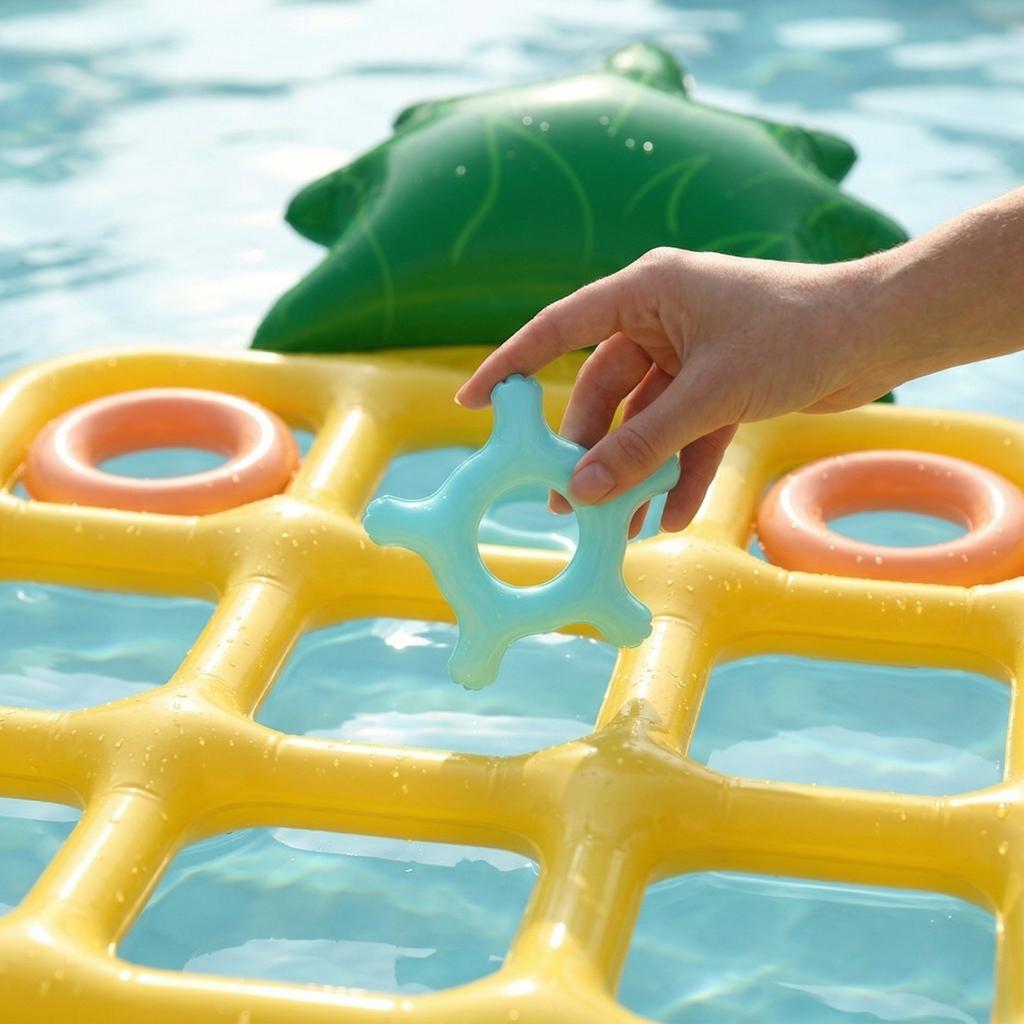Inflatable Pineapple Shaped Tic Tac Toe Pool Game Float for Outdoor Water Activities and Family Fun