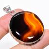 Banded Agate Gemstone Handmade 925 Sterling Silver Jewelry Pendant 2.05" KJ-137