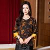 Silk Summer Crew Neck Shirt Seven-quarter Sleeve Hualuo Fragrant Cloud Yarn Silk Top Mulberry Silk Small