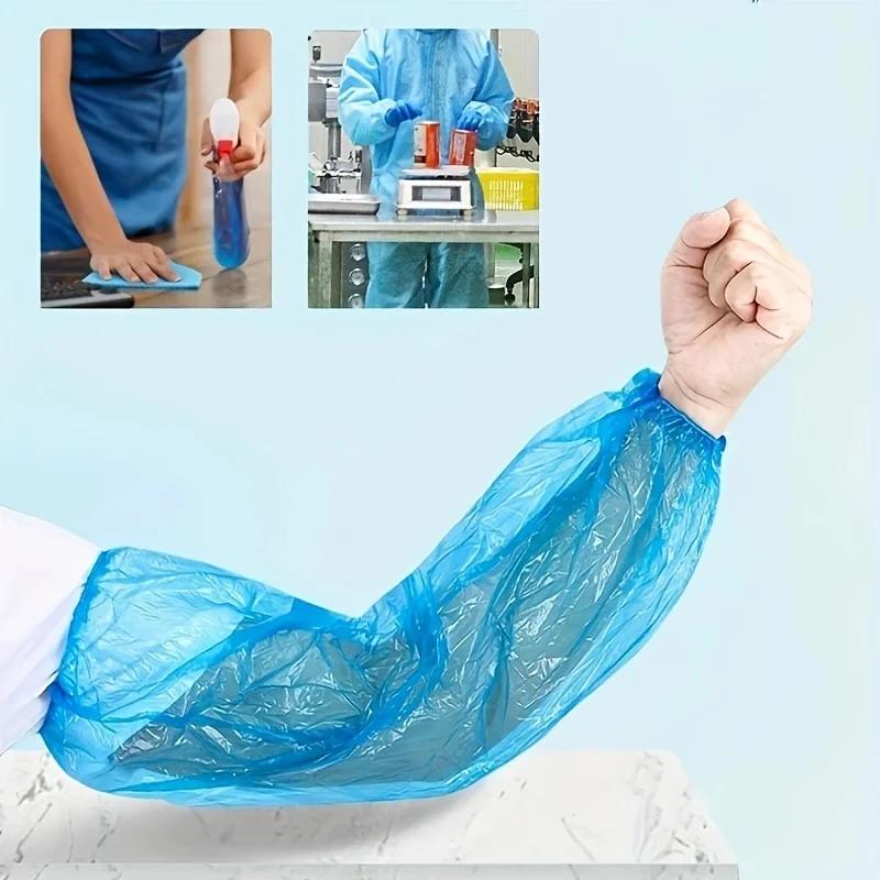 100Pcs/200Pcs Disposable Plastic PE Sleeve Sleeves Waterproof And Oil-Proof Enlarged And Thickened With Elastic Sleeves
