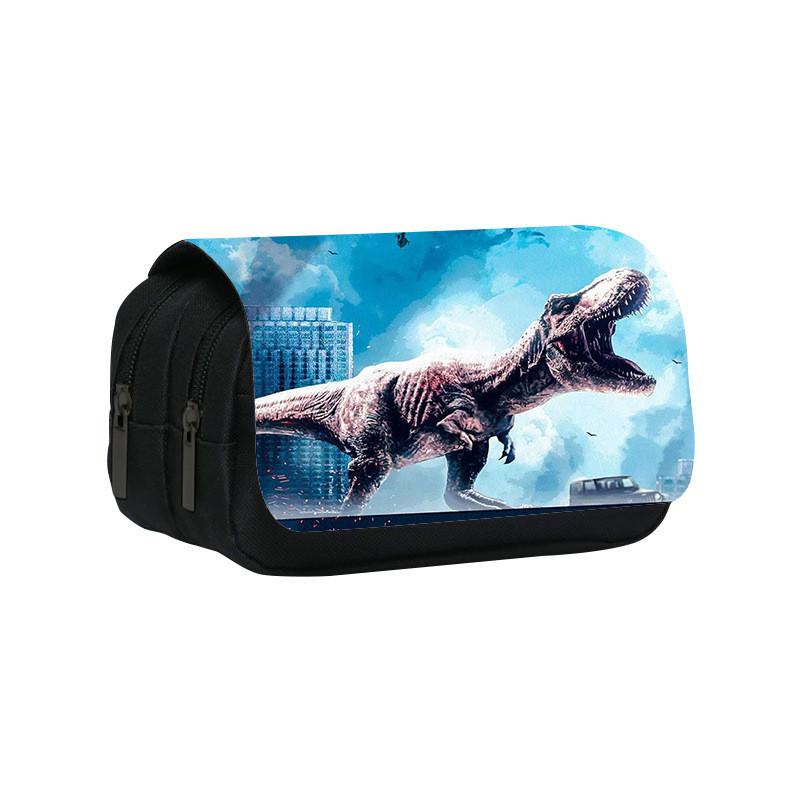 Jurassic World Dinosaur Pattern Double Layer Stationery Storage Bag For Students And Office Use