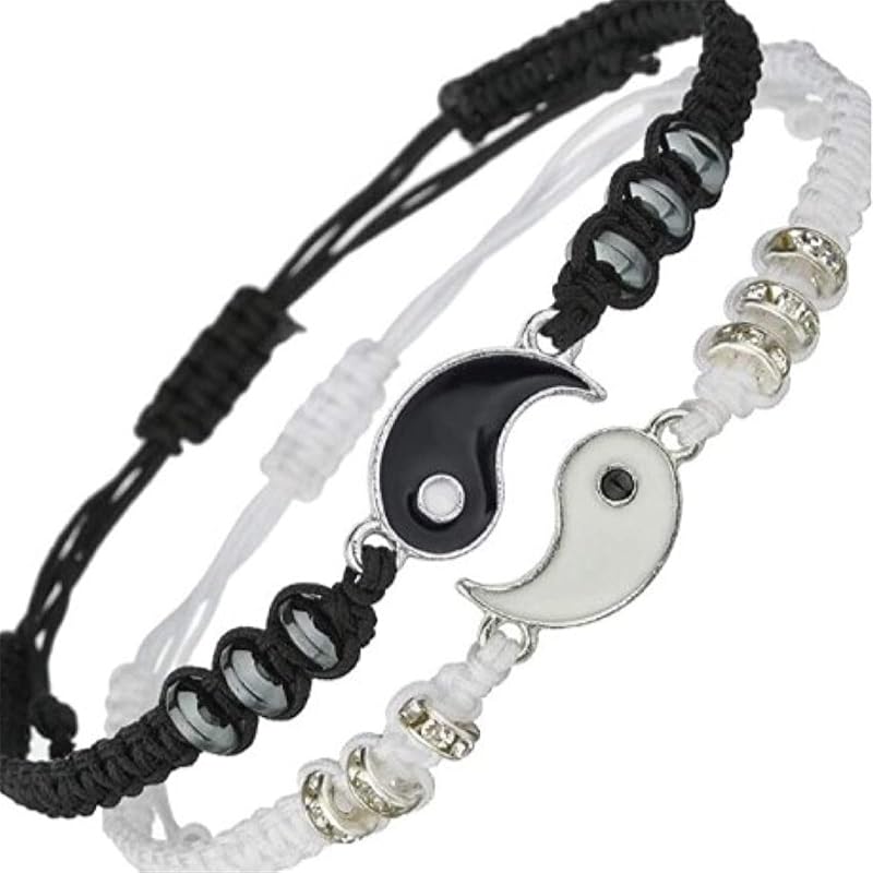 2-4Pcs Yin Yang Tai Chi Beads Infinity Braided String Rope Bracelets Handmade Waterproof Adjustable Cord Strand Bracelet for Men Women Friend Couple