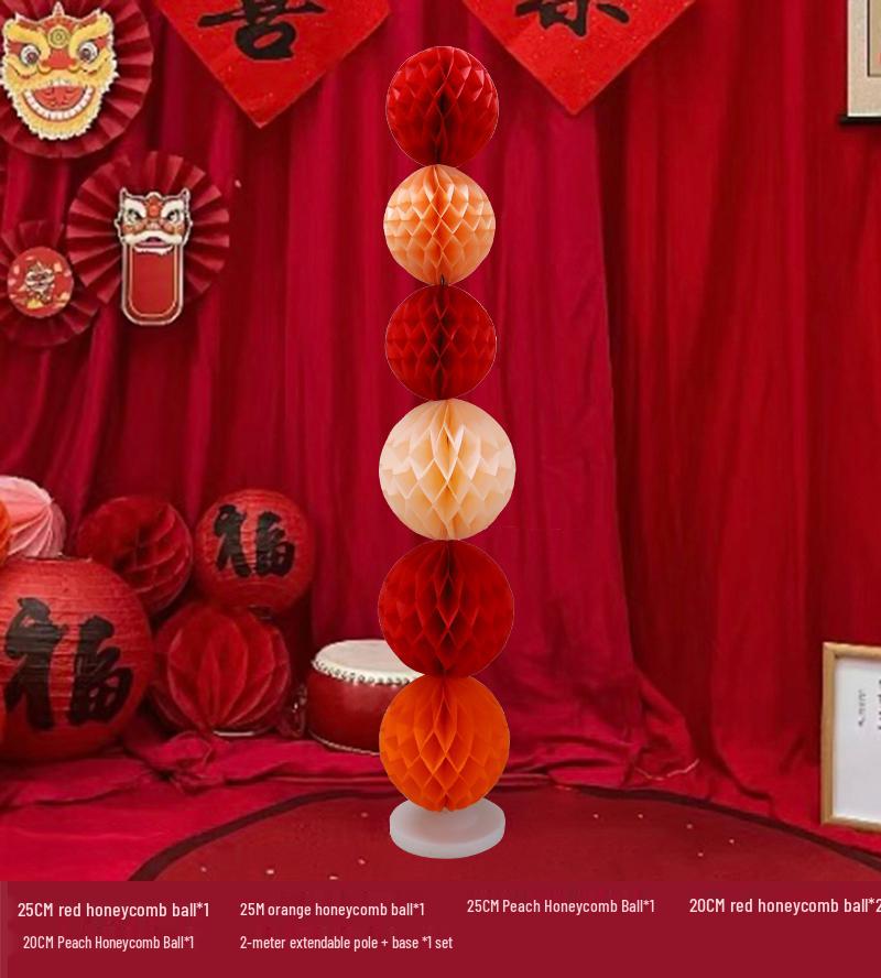 Chinese New Year Lantern Honeycomb Ball Decoration for Birthday and Photo Props