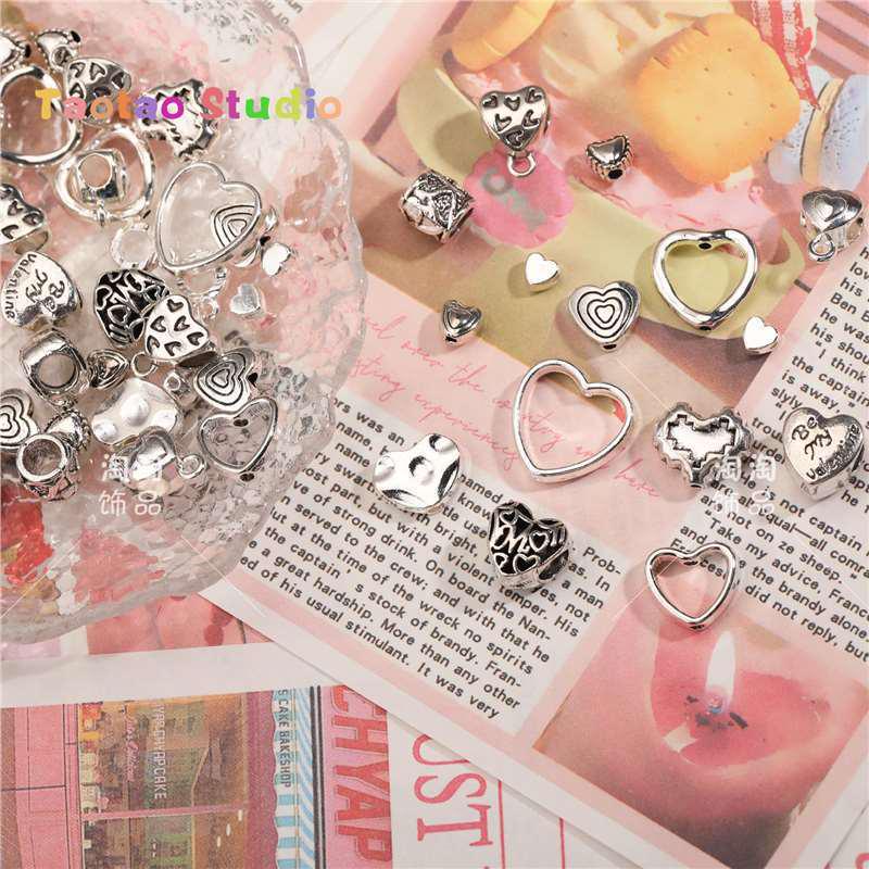 Love Heart Pendant Charm Alloy Jewelry for DIY Bracelets & Necklaces