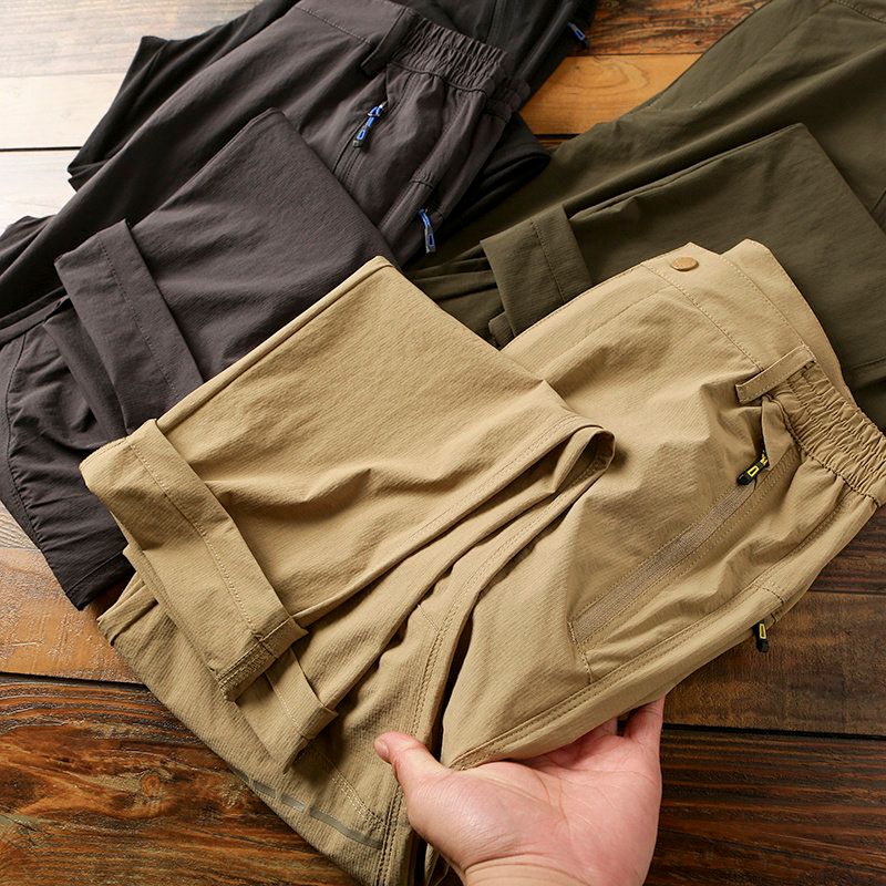Outdoor Hiking Pants! Men's Clothing Factory Surplus, Spring/Summer Thin Elastic Straight-Leg Casual Pants