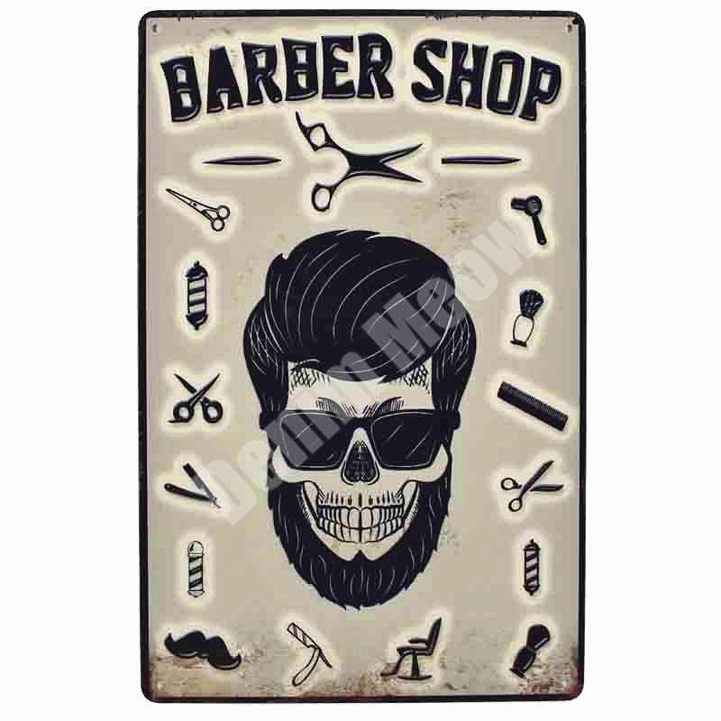 Haircut & Shave Retro Metal Plates Pub DecorationAdvertising Barbershop Wall Stickers Top Hairstyle Art Plaque Home Decor