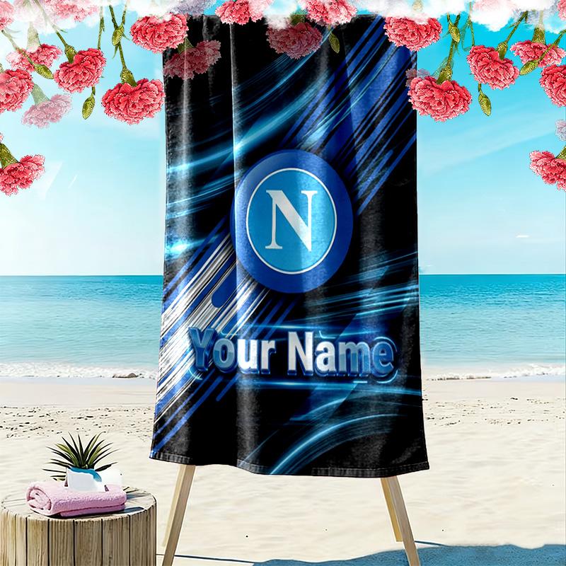 Name Custom SSC Napoli Logo Print Beach Towel, Large Soft Quick Dry Towel for Beach Camping Swimming