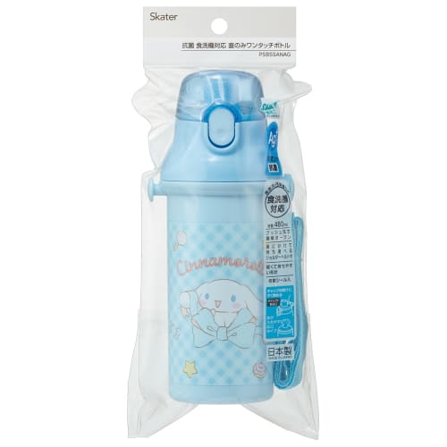 Skater Children's Plastic Water Bottle 480ml One Push Open/Close Antibacterial Child Friendly Lightweight Antibacterial Treatment Made in Japan Sanrio