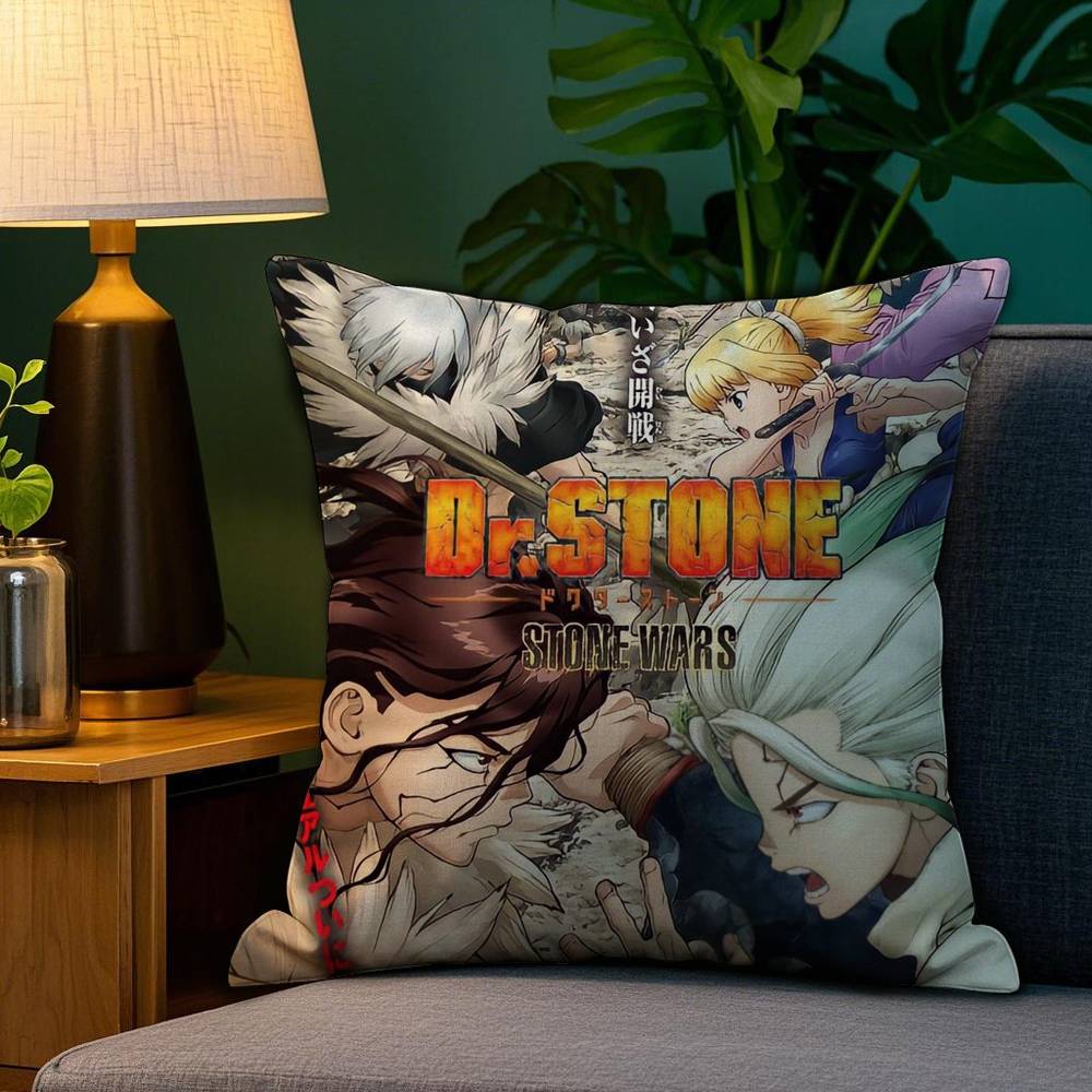 Anime D-Dr.S-STONE Hot Pillow Case Plush Fabric Soft Double Sided Print Sofa Cushion Cover Throw Pillow Covers