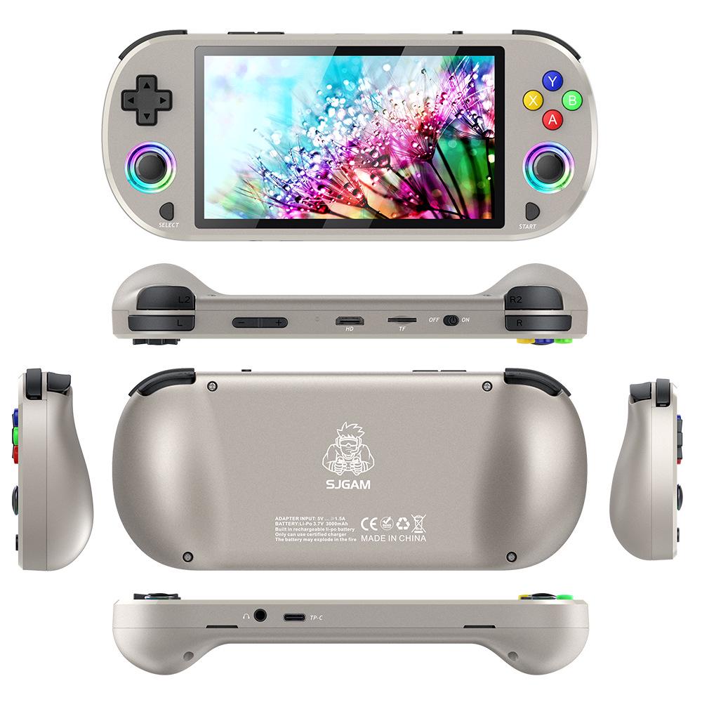 M22PRO Handheld-Spielkonsole mit kabellosem Controller - Zwei-Spieler PS1 Retro-Klassiker, Regenbogen-Lichteffekte