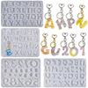 Silicone Keychain Mold with Hole Letter/Numbers Charm Key Pendant Crafting Mould Handmade Jewelry Making Supplies