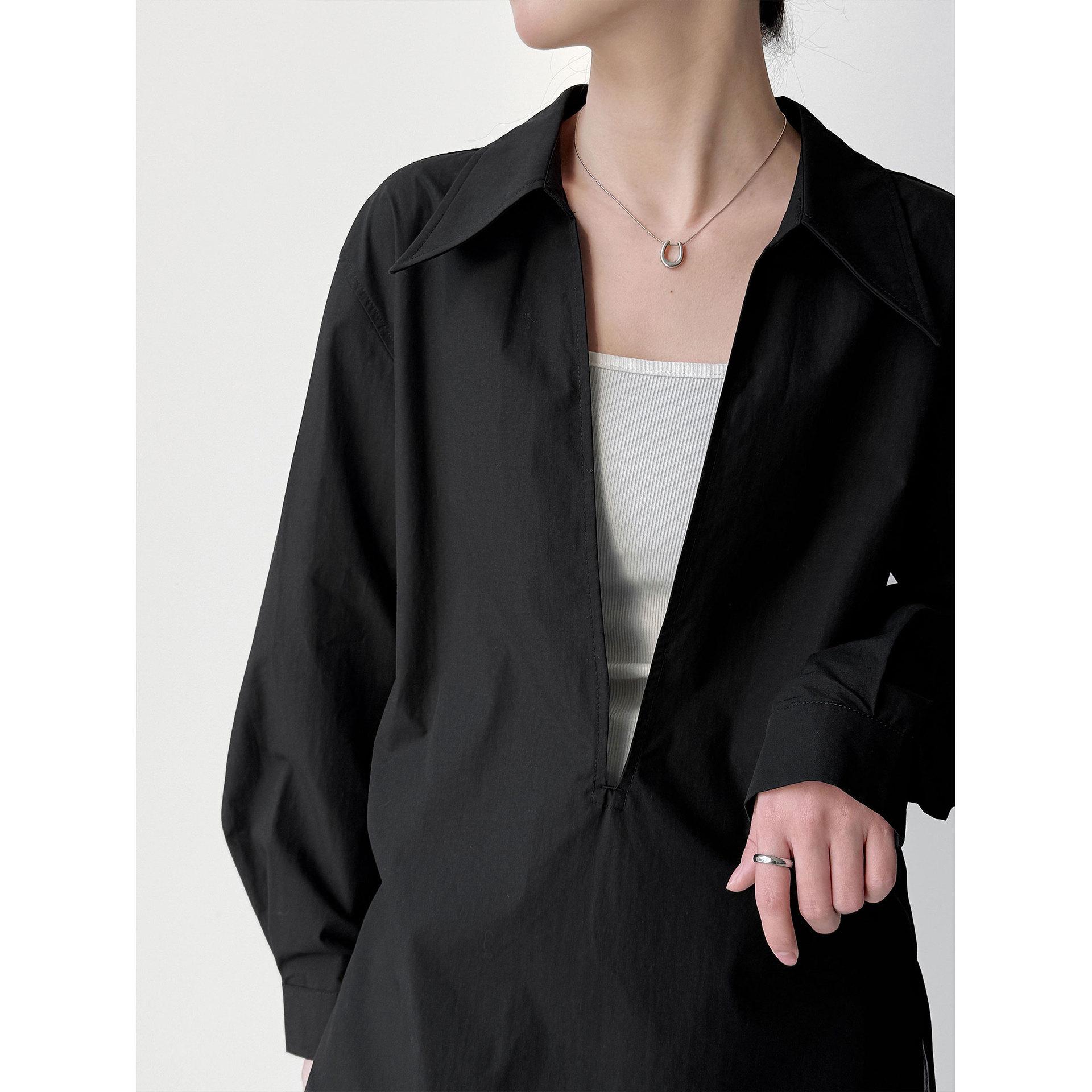 LUXI Женская свободная повседневная рубашка с V-образным вырезом и длинным рукавом - Ранняя весна, французский стиль Medium