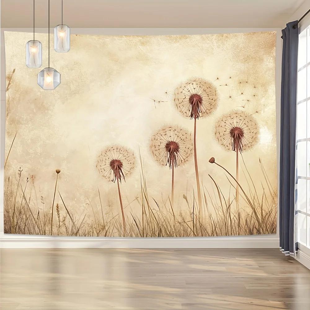 VIKAMA Vintage Dandelion Pattern Tapestry  Machine Washable Suitable For Bedroom And Living Room Wall Decor Tapestry 74x94cm(29x37in)