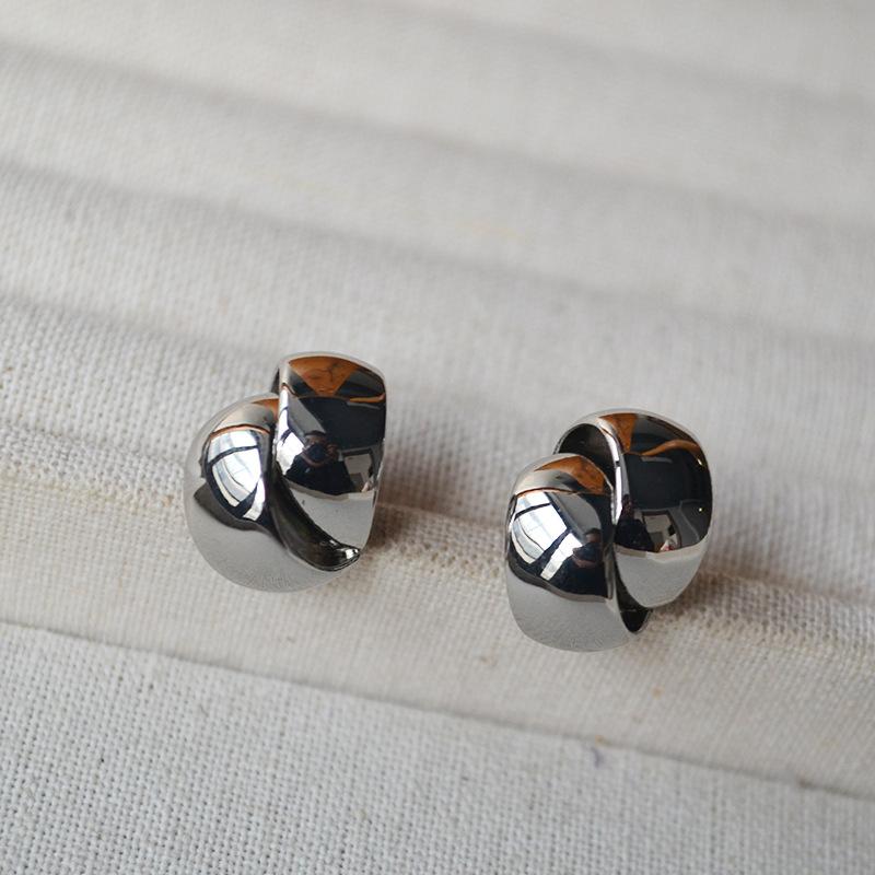Niche Fashion Simple Exquisite Brass Gold-plated Double C Winding 925 Silver Needle Cold Temperament Stud Earrings Earrings Women