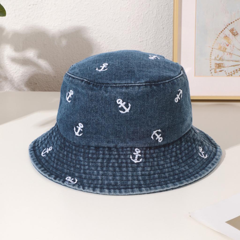 Embroidered Heart Cotton Summer Jeans Bucket Hat Cap For Women Spring Fisherman Hat Outdoor Travel Ladies Hat Gift Wholesales