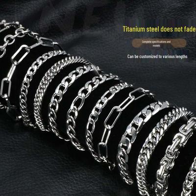 Men's Hip-Hop Titanium Steel Antique Silver Bracelet