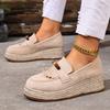 Fashion Bohemia Colorful Bead Decoration Loafer Shoes Women Autumn Comfort Hemp Wedge Heel Pumps Fashion Tassels Suede Slip On Shoes