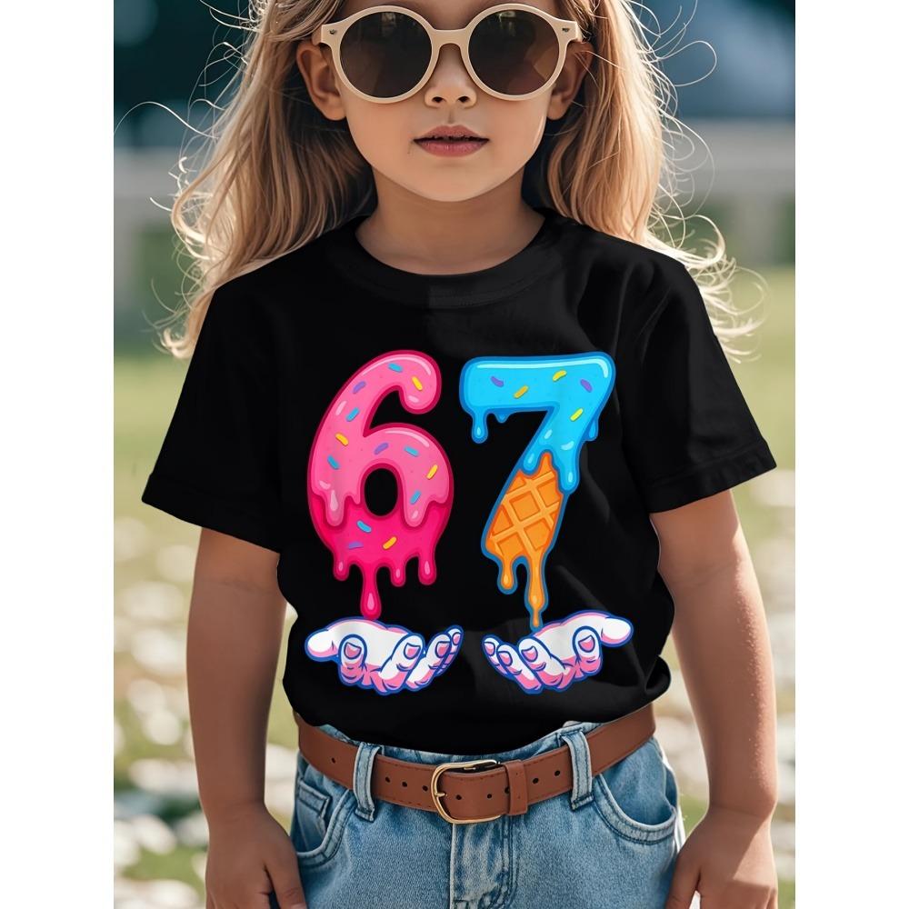 Fashion Men and Women's T-shirt 6 7 Print T-shirt Loose Short Sleeve Tops Summer Casual Round Neck Kids Tees Clothing