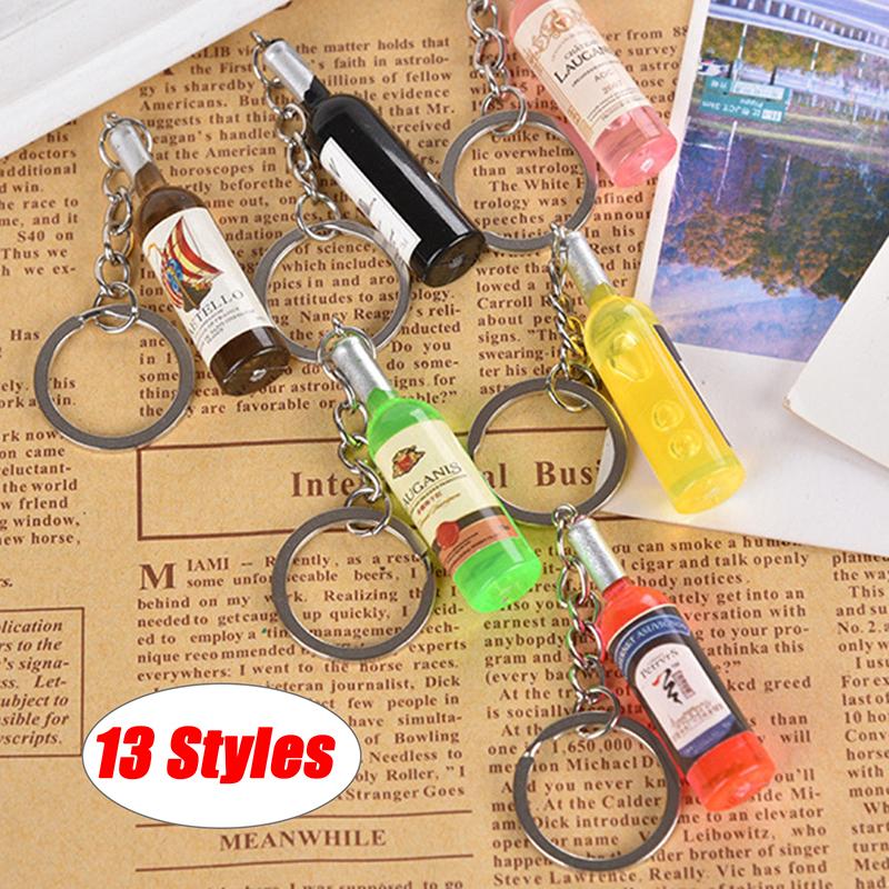 Acrylic Beer Wine Bottle Keychain Various Car Bag Key Ring Pendant Gift