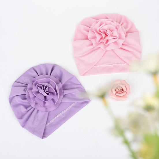 Newborn Hat Soft Stylish Polyester Cotton Big Flower Baby Cap for Little Girl