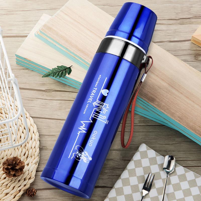 304 Stainless Steel Portable Insulated Bullet Head Thermal Water Bottle, Large Capacity
