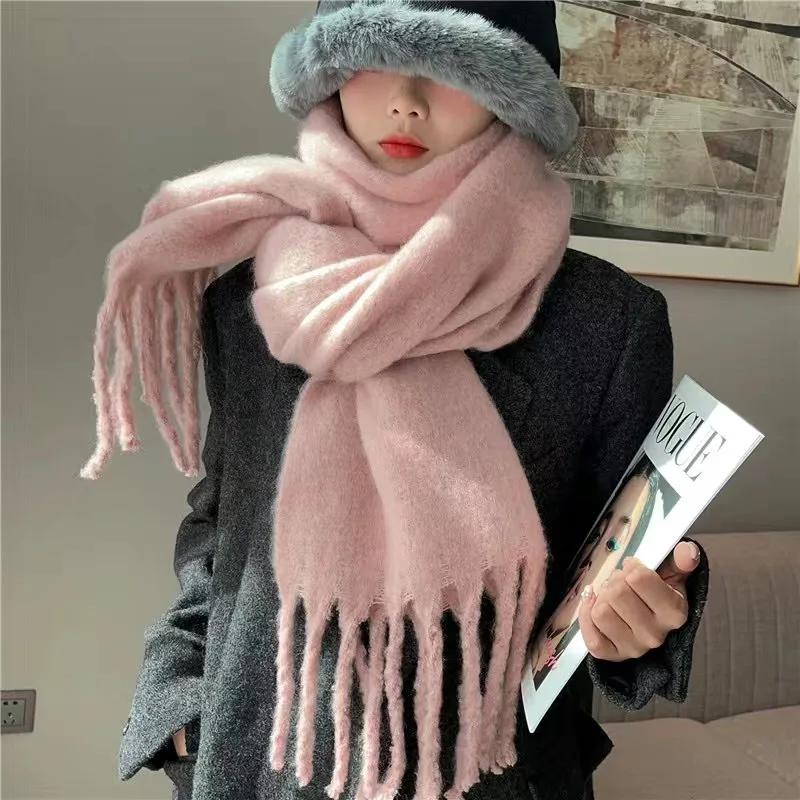 Fashion Solid Colors Thicken Scarf Women Cashmere Shawls Winter Warm Scarves Soft Pashmina Neckerchief Wrap
