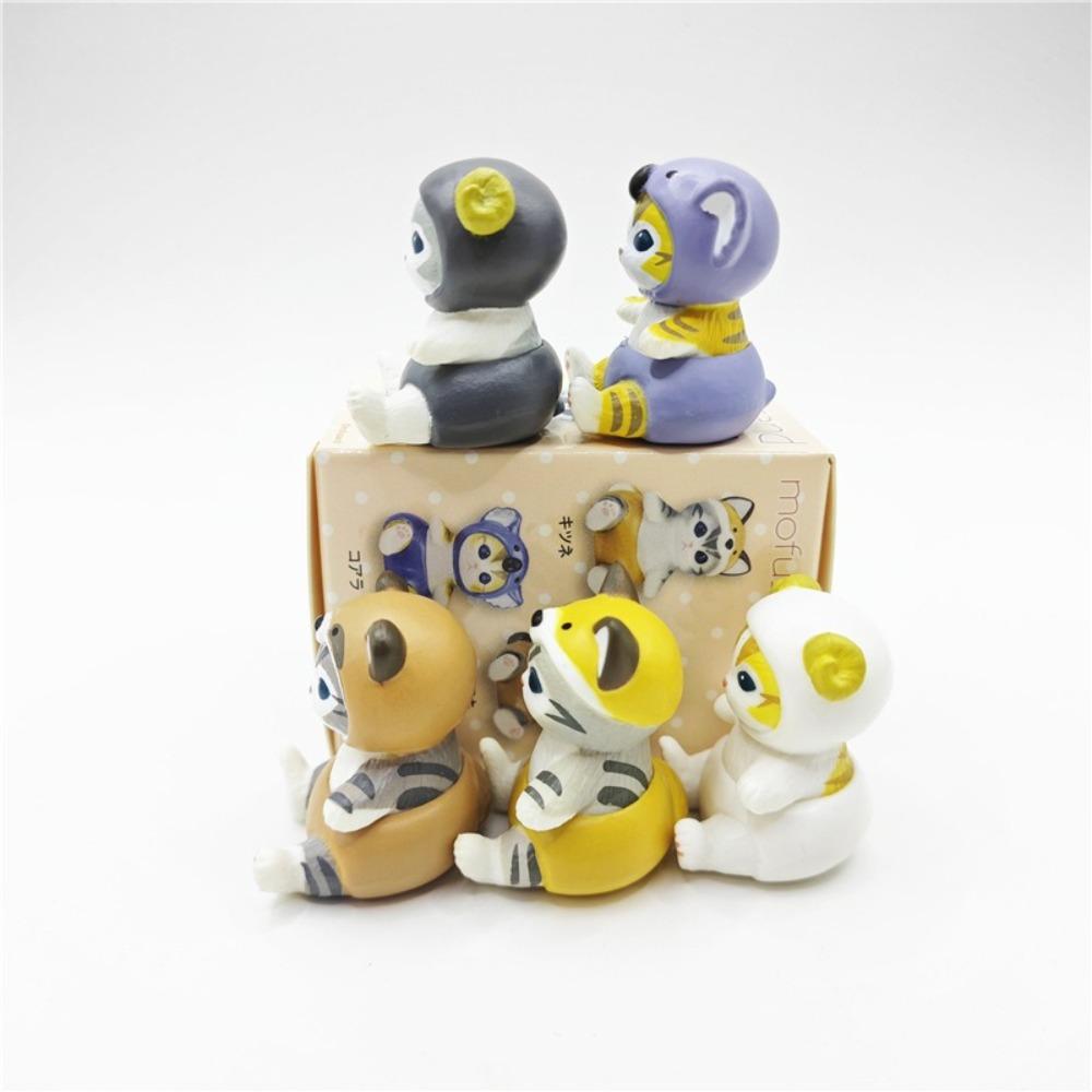 5pcs/6pcs PVC Cat Action Doll Cute Model Toys Kawaii Animal Headgear Doll Christmas Gifts