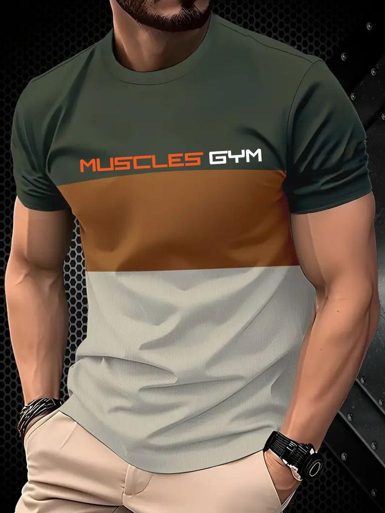 Letter 3D Printed Men T-shirt Summer Outdoor Casual Sports Quick Drying Short Sleeve Top Plus Size Men Clothing