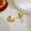 18K Gold Plated Round Bamboo Earrings Hooks Designer Style Circle Huggie Hoop Earring Stainless Steel Vintage Jewelry Party Gift