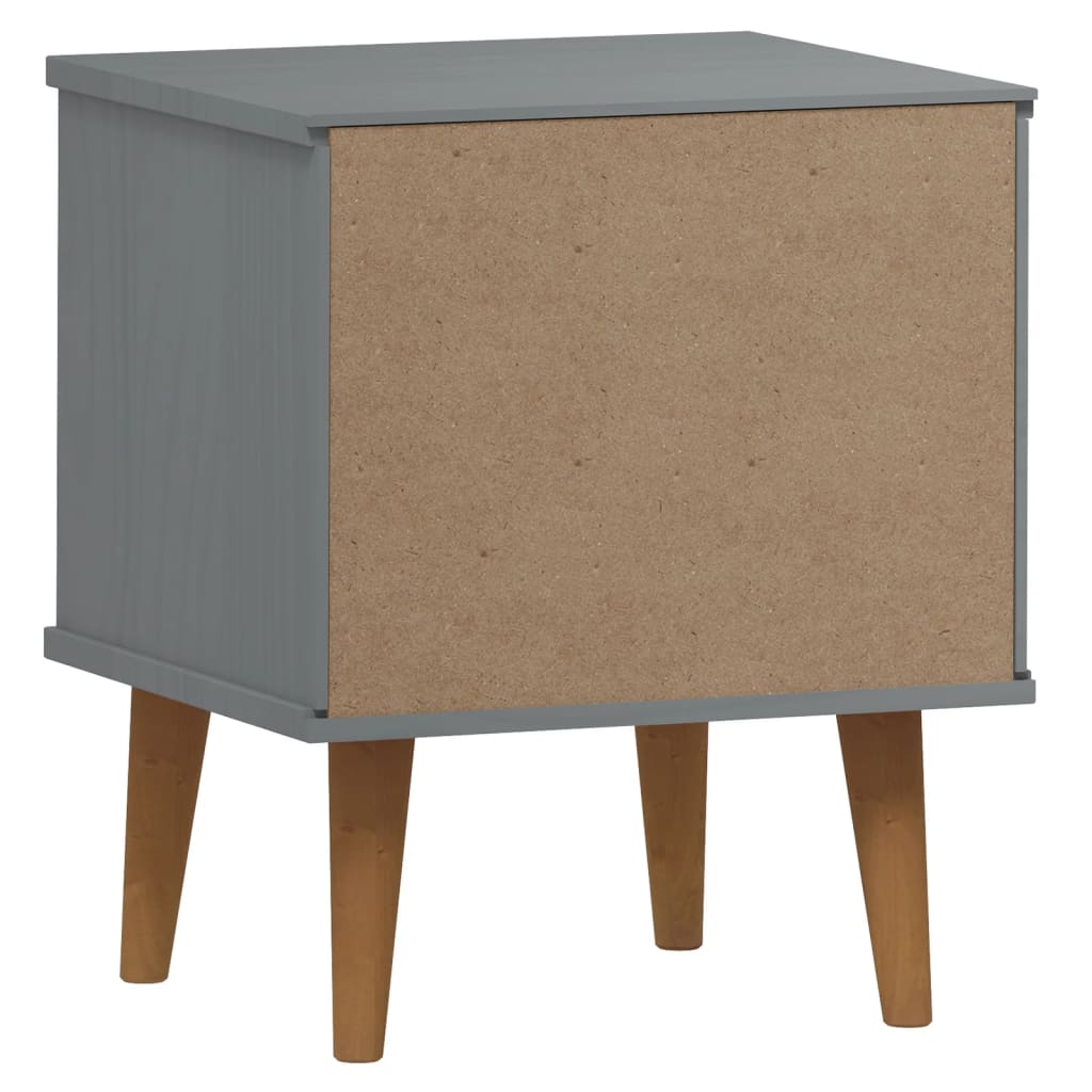 Nightstand MOLDE Gray 40x35x48 cm Solid Pine Wood