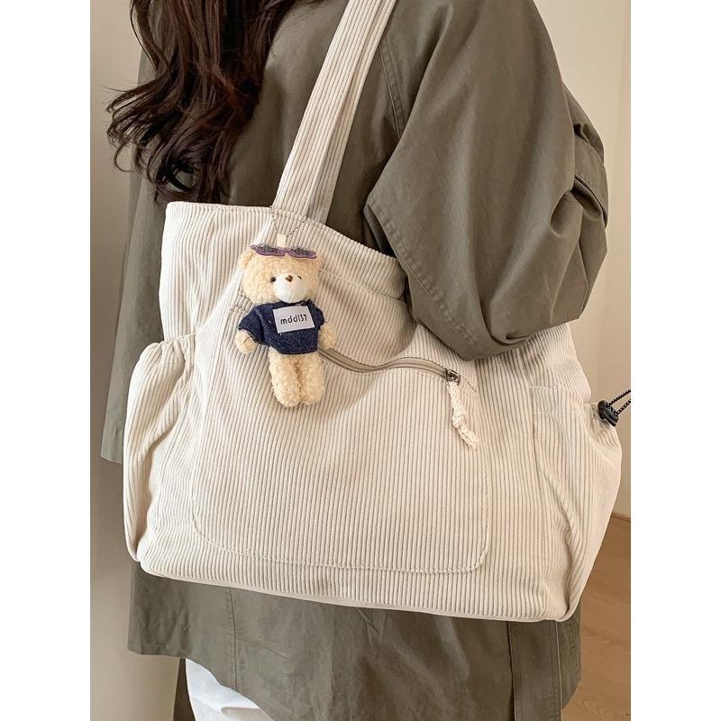 Shoulder bag  new large-capacity corduroy tote bag versatile casual velvet shopping bag