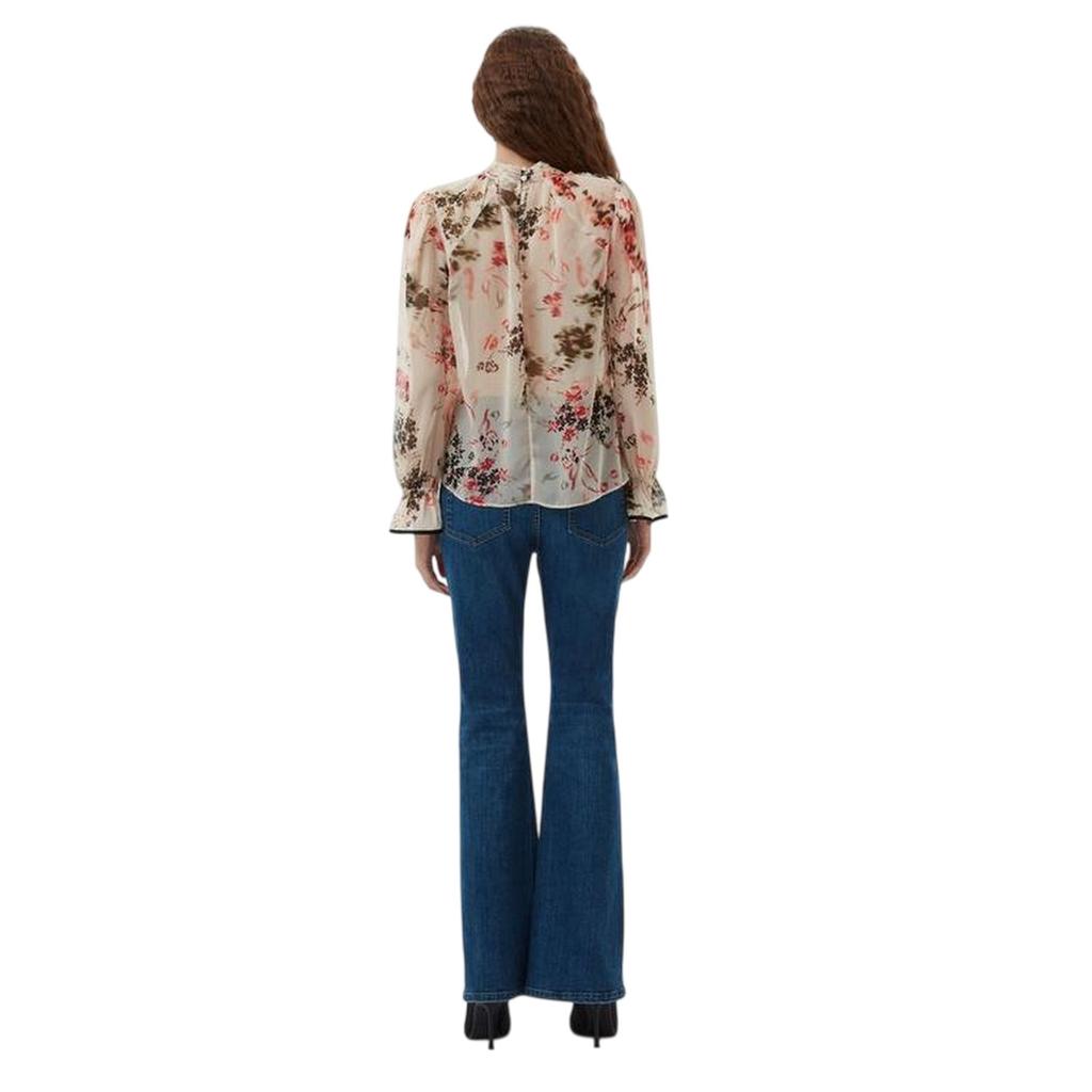 French Connection Damen Hallie Bluse mit floralem Muster und Schlüsselloch