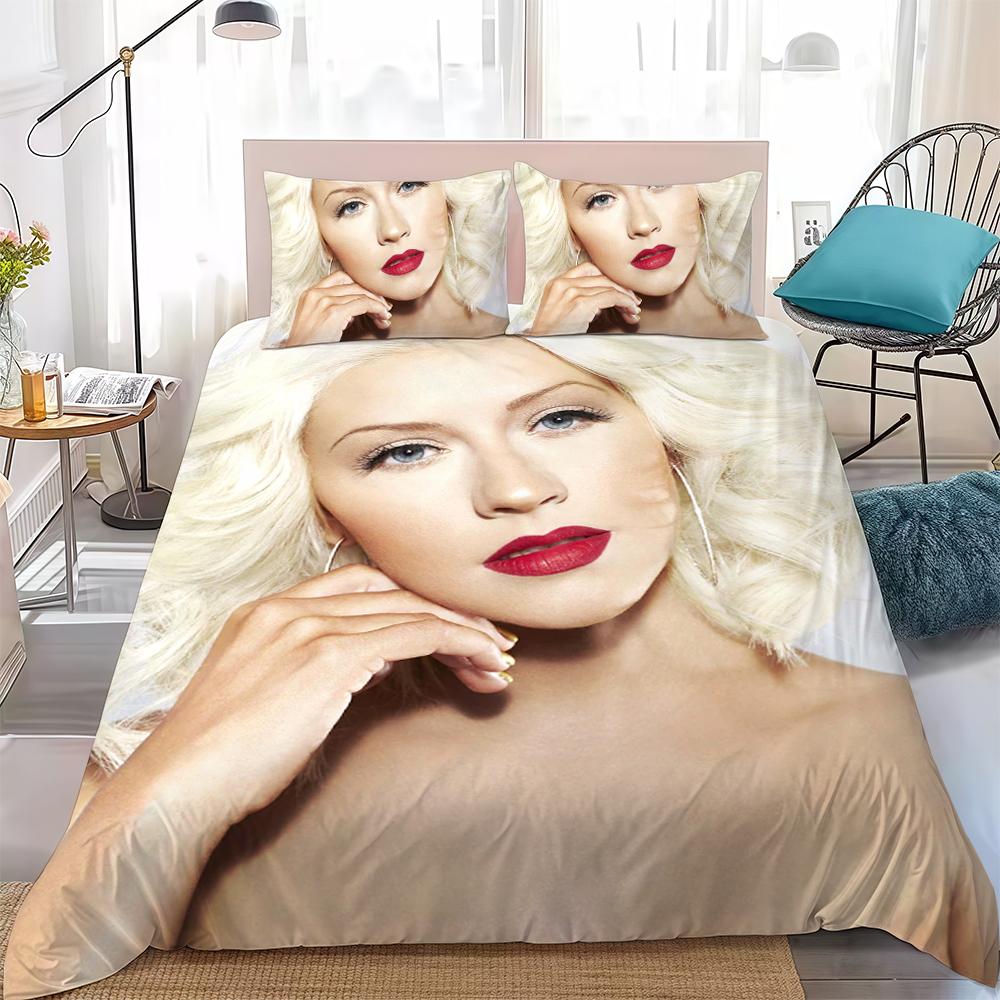 Christina Aguilera Duvet Cover Set Home Style Bedding Soft Laundry Cotton Bed 3 Piece Set Student Dormitory Gift