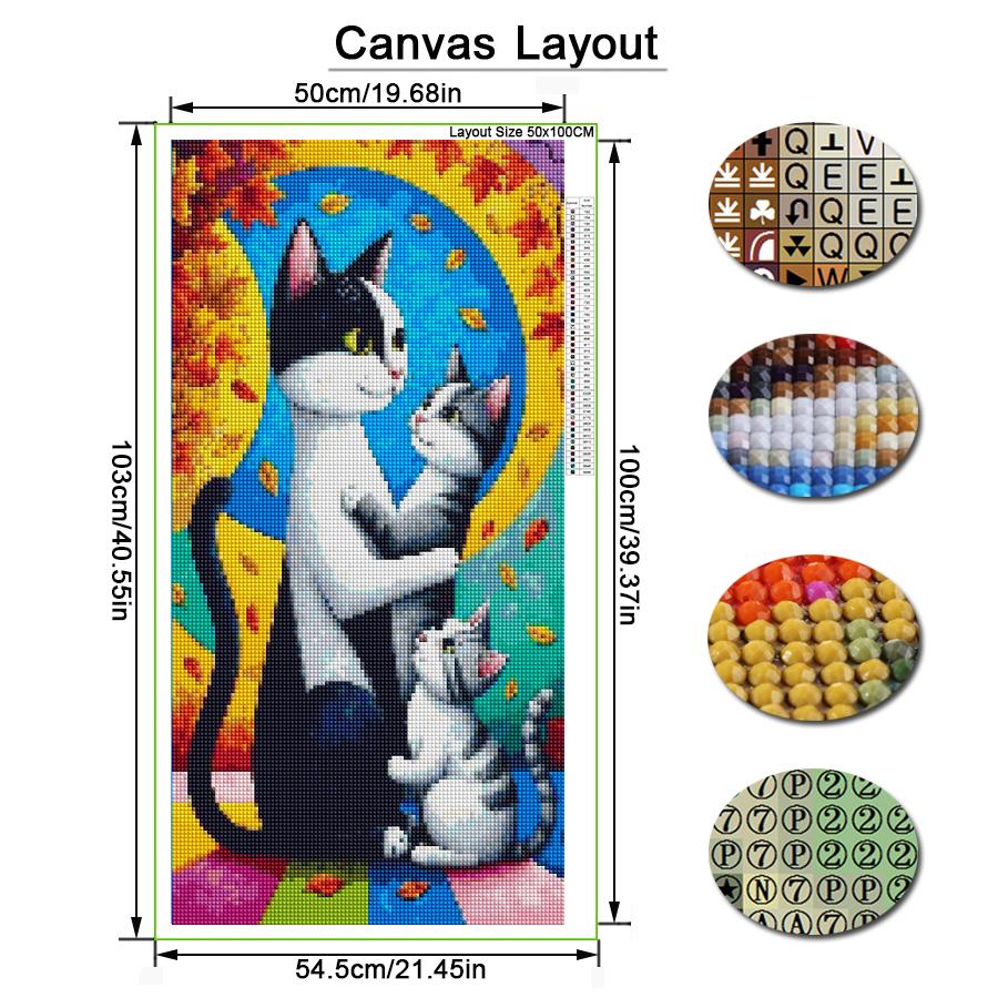 Colorful Big Cat Large Size Diamond Painting New Collection Cartoon Animal Diy Full Square Round Drill Rhinestone Embroidery Mosaic Cross Stitch Kits