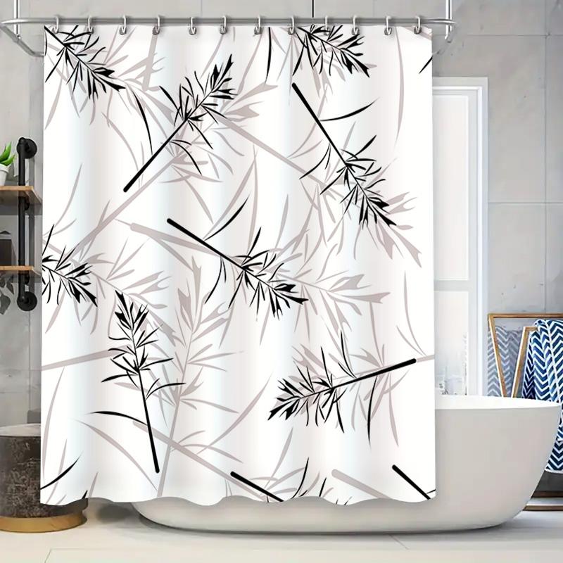 

Black White Bamboo Shower Curtain Modern Design Bathroom Decor For Home Decoration Waterproof Fabric Size: 72 X 84 Inches (White W60H190(CM)-1 Pcs