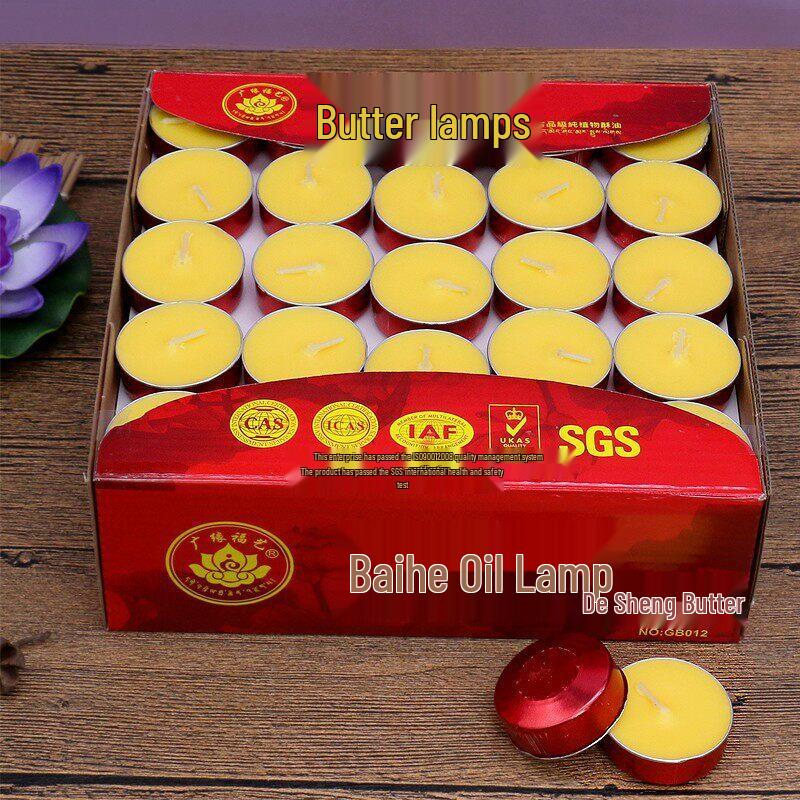 Lotus Ghee Lamps for Buddhist Offerings (100 Count, 4-Hour Burn Time)