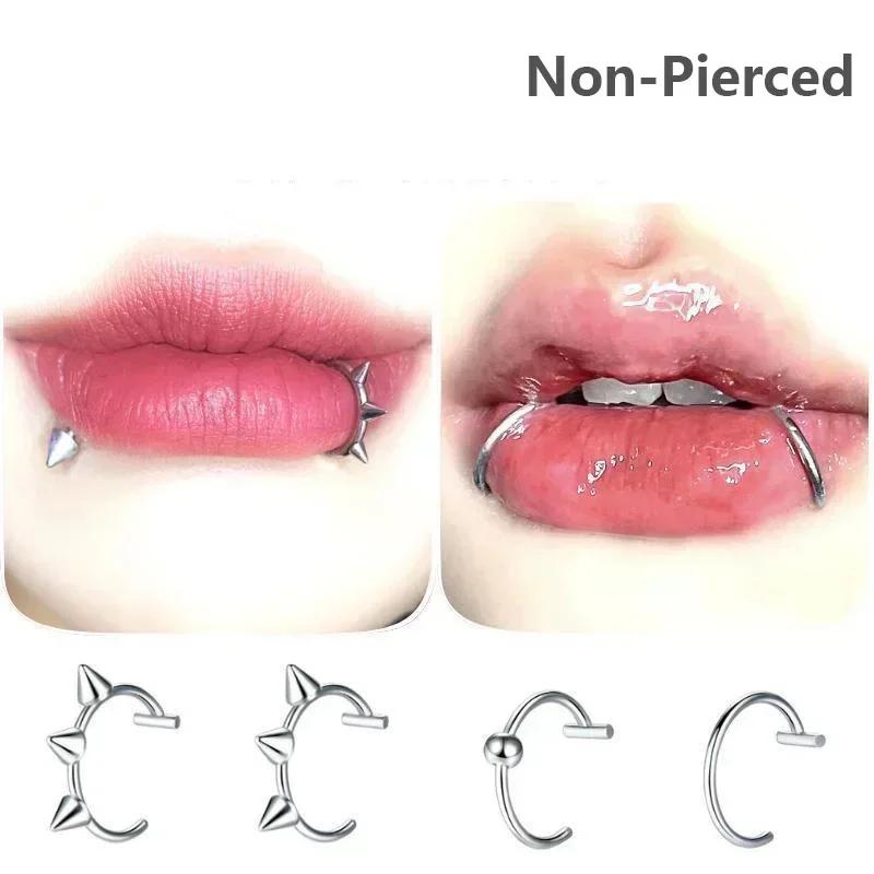 1Pc Stainless Steel Fake Nose Ring Hoop Septum Rings Non Pierced Body Jewelry Women C Clip Lip Ring Earring Fake Nose Piercing