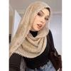 Lightweight Chiffon Scarf With Floral Embroidery Edge - Versatile Wrap Shawl Women Fall Winter