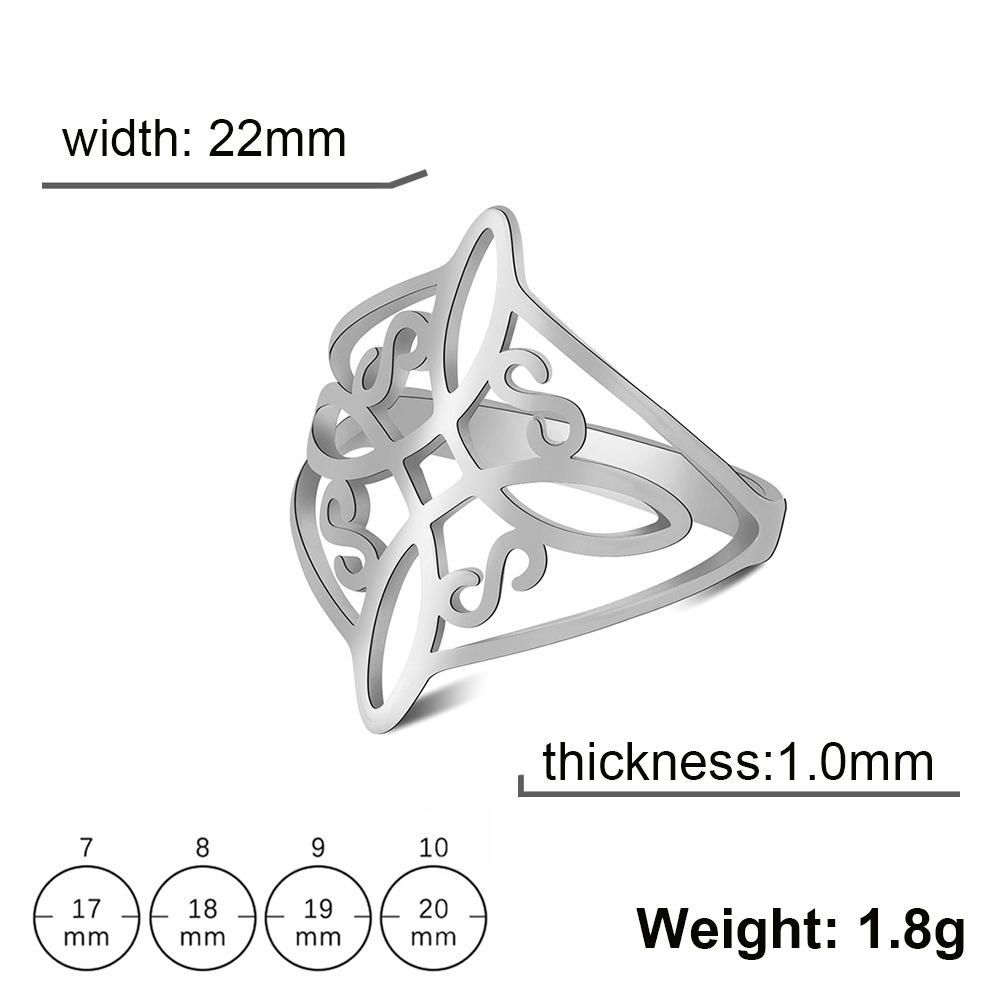 Simple And Elegant Titanium Steel Ring With Golden Curling Four-Sided Continuous Pattern Design Fashion Versatile Jewelry
