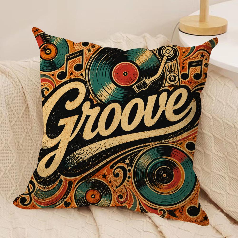 Retro Vinyl Music Cushion Cover Pillow Case Short Plush Square Throw Pillow Covers Pillowcase Sofa Home Decor Gift