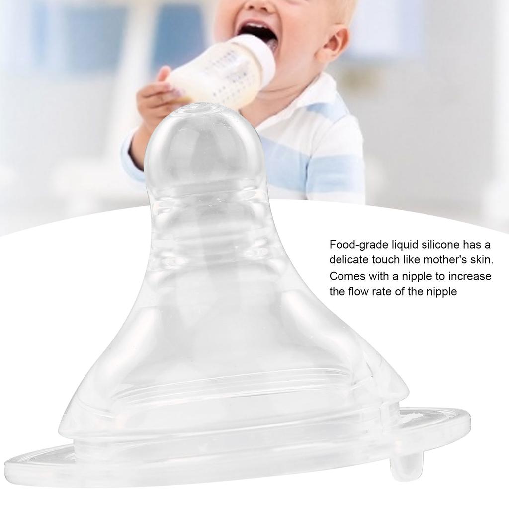 Baby Nipple Set Liquid Silicone Soft Infant Pacifier Teat Feeding Bottle Accessory(4 X Nipple 1 X Milk Needle )