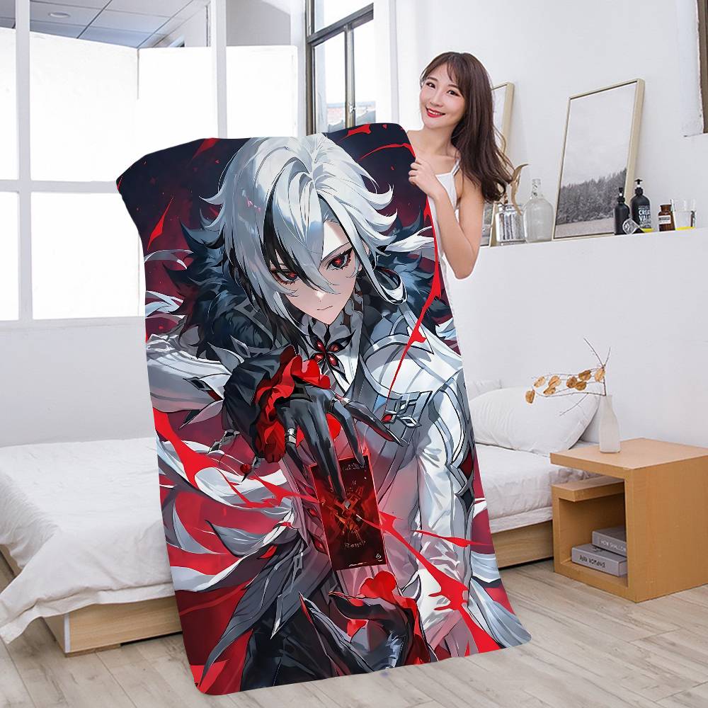 Genshin Impact Arlecchino Anime Beach Swimming Towel Soft Absorbent Washcloth Children's Gifts For Kids Travel Camping Gym