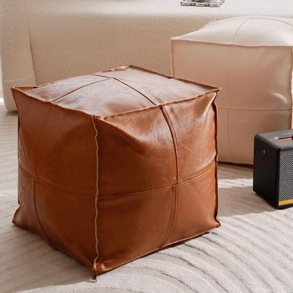 Modny Kostka do przechowywania ze skóry PU z nogami, antypoślizgowy, krzesło do przechowywania ubrań, duża pojemność, minimalistyczny puf do przechowywania, salon