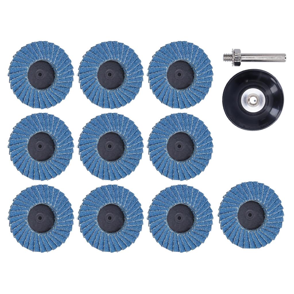 10Pcs Abrasive Wheel 80?Grit Torsion Zircon Corundum Grinding Flap Disc with Rubber Disc 2in