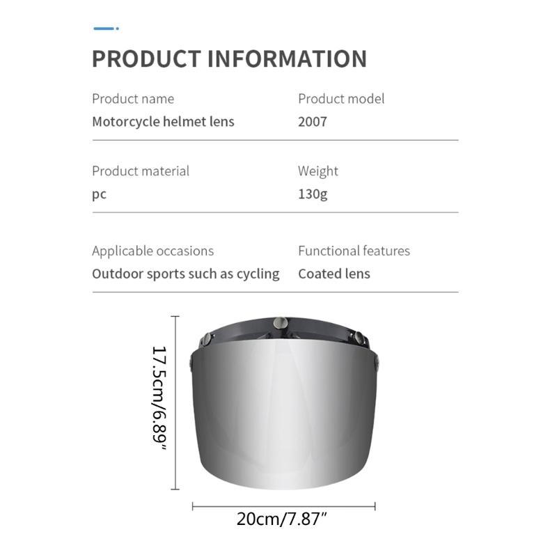 Universelle, verschleißfeste und kratzfeste Linse für Motorradhelme, 3-fach aufschiebbares Visierschild, Linse, winddichte Linse für offenes Gesicht