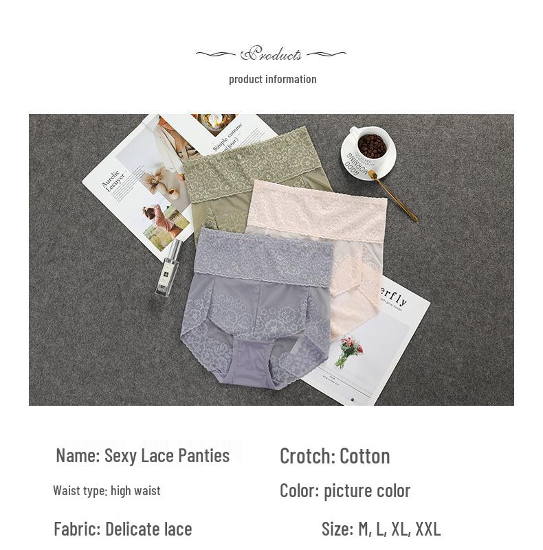 Damen High-Waist Spitzen-Slips: Bauchkontrolle, Hüftlift, Atmungsaktives Mesh, Nahtlos, Hochwertige Unterwäsche