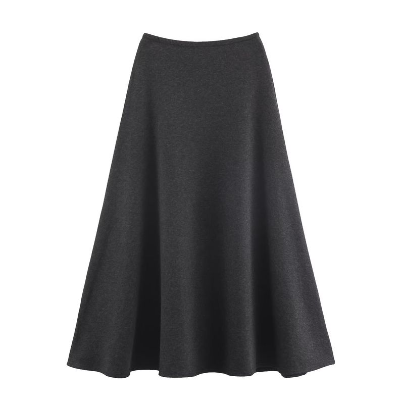 Za Export New Arrival Women's Clothing ZR Fashion Style Fashion Woolen Elastic Waist Big Hem Umbrella Skirt Long Skirt